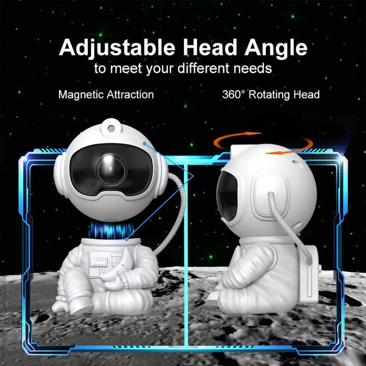 مصباح نجمة العارض ضوء الليل سديم الغلاف رائد فضاء غالاكسي العارض Astronaut Galaxy Projector Lamp Star