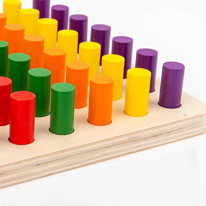 أطفال مونتيسوري الحسية وسائل تعليمية اسطوانة سلم ألعاب خشبية تعليمية للأطفال Montessori Sensory Toys for Children Cylinder Ladder Educational Wooden Toys for Kids