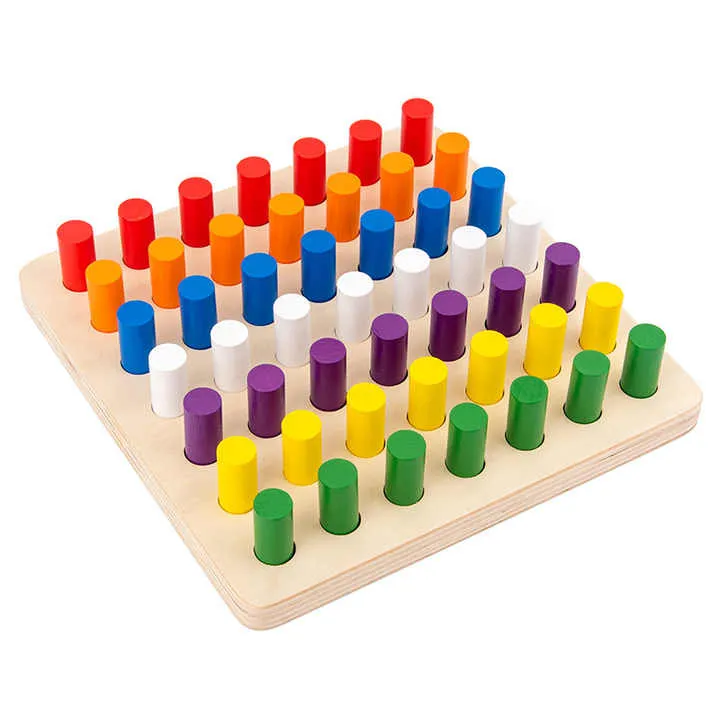 أطفال مونتيسوري الحسية وسائل تعليمية اسطوانة سلم ألعاب خشبية تعليمية للأطفال Montessori Sensory Toys for Children Cylinder Ladder Educational Wooden Toys for Kids