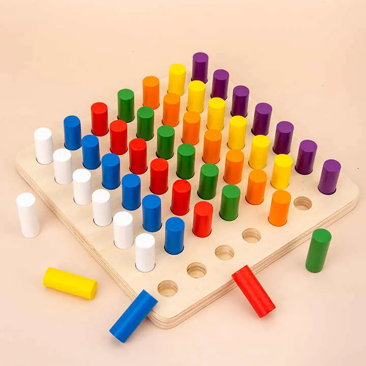 أطفال مونتيسوري الحسية وسائل تعليمية اسطوانة سلم ألعاب خشبية تعليمية للأطفال Montessori Sensory Toys for Children Cylinder Ladder Educational Wooden Toys for Kids