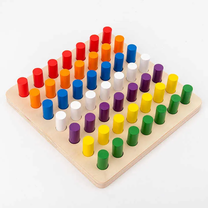 أطفال مونتيسوري الحسية وسائل تعليمية اسطوانة سلم ألعاب خشبية تعليمية للأطفال Montessori Sensory Toys for Children Cylinder Ladder Educational Wooden Toys for Kids