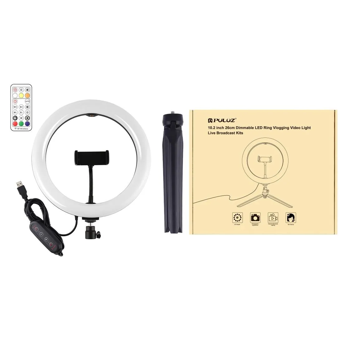 10.2 Marquee Led Beauty Light with Tripod and Remote - Dual-colour Ring Light for Vlogging and Photography