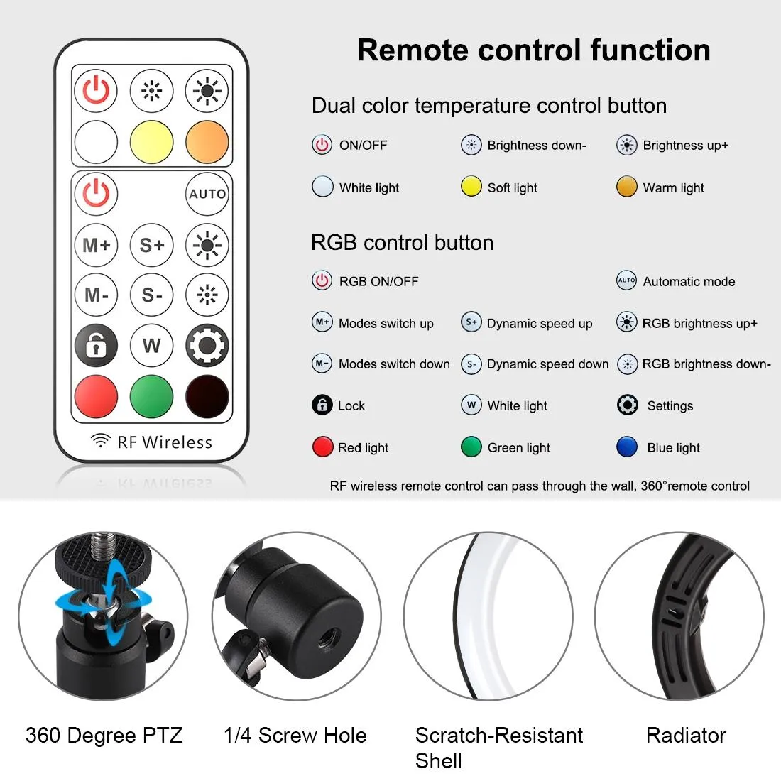 10.2 Marquee Led Beauty Light with Tripod and Remote - Dual-colour Ring Light for Vlogging and Photography