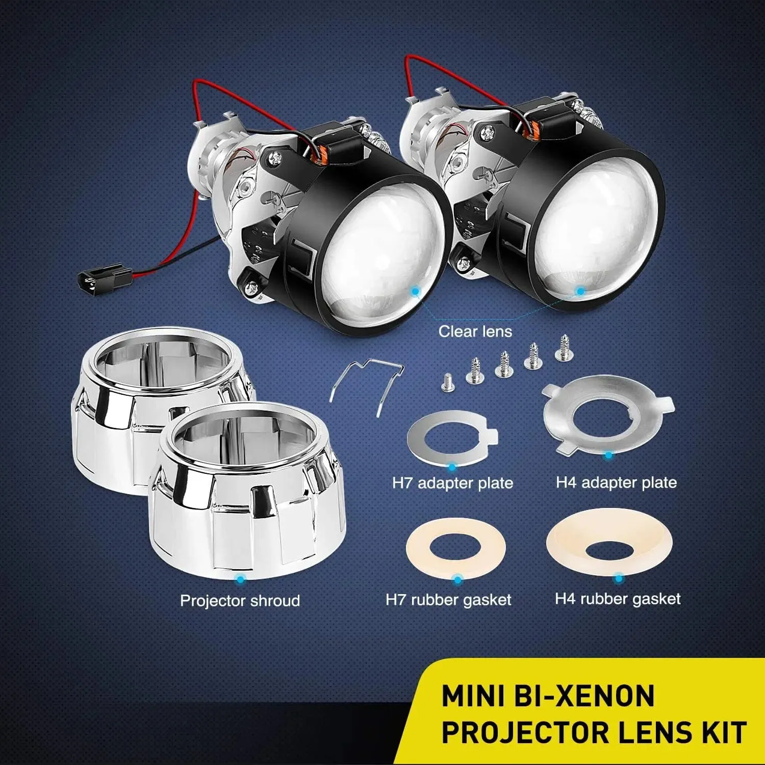 2.5 Inch Mini Projector Lens for H1 Bulb Headlights Retrofit (Pair)