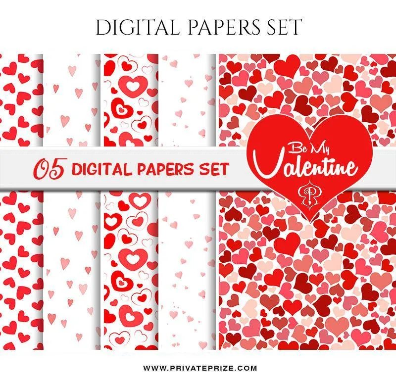 Be My Valentine's - Paper Texture Digital Paper Pack