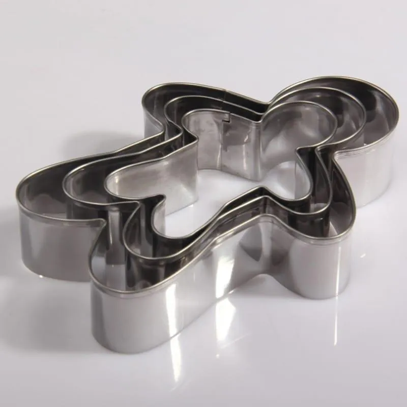 Cute Gingerbread Man Shaped Eco-Friendly Stainless Steel Cookie Cutters Set