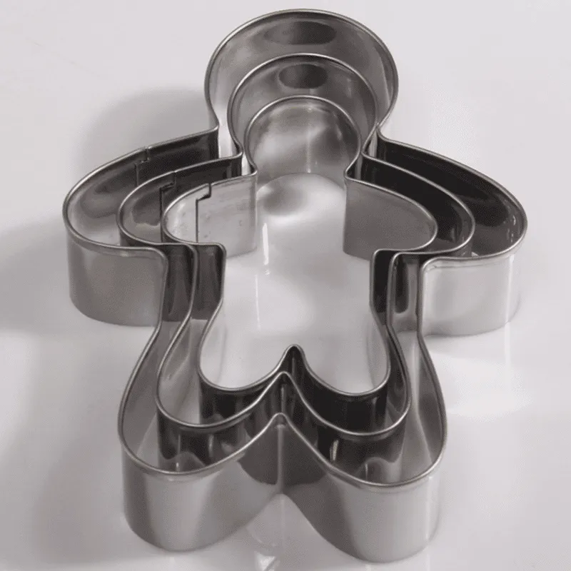 Cute Gingerbread Man Shaped Eco-Friendly Stainless Steel Cookie Cutters Set