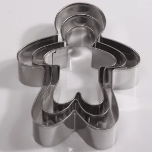 Cute Gingerbread Man Shaped Eco-Friendly Stainless Steel Cookie Cutters Set