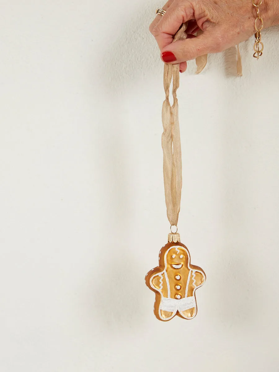 Gingerbread Man with White Piping - Hanging Decoration
