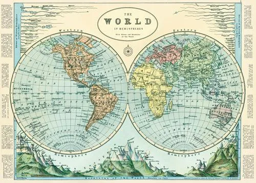  Hemispheres Map  Poster