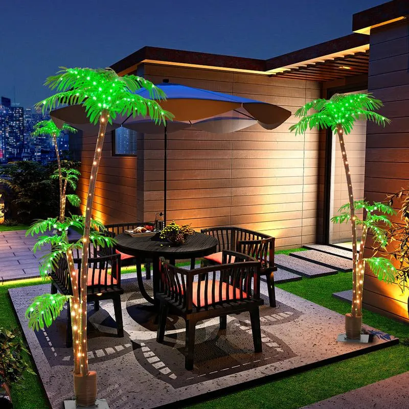 Outdoor Patio, Glowing Palm Tree, 7Ft Palm Tree Outdoor Decoration Solar Decorative Lights, Festive Atmosphere Home Party Wedding Lights, Sweet Furniture Decorative Lights, Super Bowl Party, Romantic Valentine'S Day Decoration