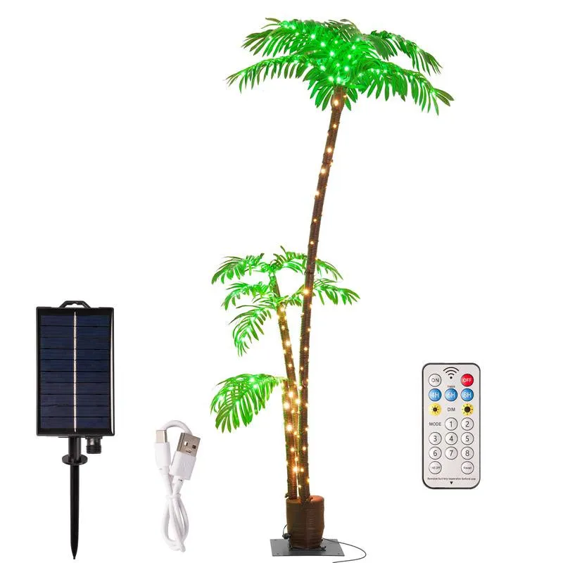 Outdoor Patio, Glowing Palm Tree, 7Ft Palm Tree Outdoor Decoration Solar Decorative Lights, Festive Atmosphere Home Party Wedding Lights, Sweet Furniture Decorative Lights, Super Bowl Party, Romantic Valentine'S Day Decoration
