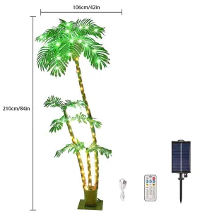Outdoor Patio, Glowing Palm Tree, 7Ft Palm Tree Outdoor Decoration Solar Decorative Lights, Festive Atmosphere Home Party Wedding Lights, Sweet Furniture Decorative Lights, Super Bowl Party, Romantic Valentine'S Day Decoration