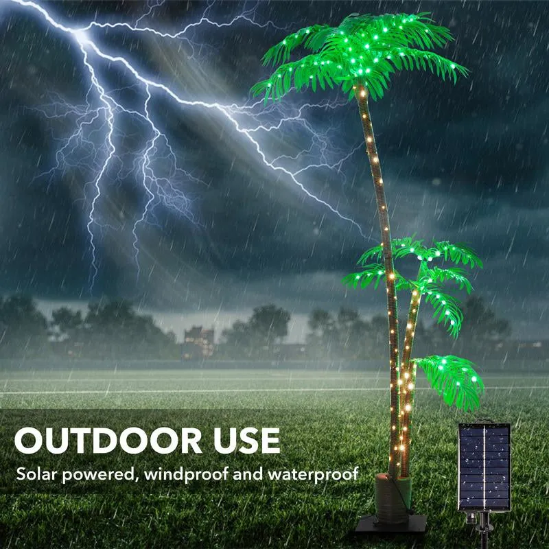 Outdoor Patio, Glowing Palm Tree, 7Ft Palm Tree Outdoor Decoration Solar Decorative Lights, Festive Atmosphere Home Party Wedding Lights, Sweet Furniture Decorative Lights, Super Bowl Party, Romantic Valentine'S Day Decoration