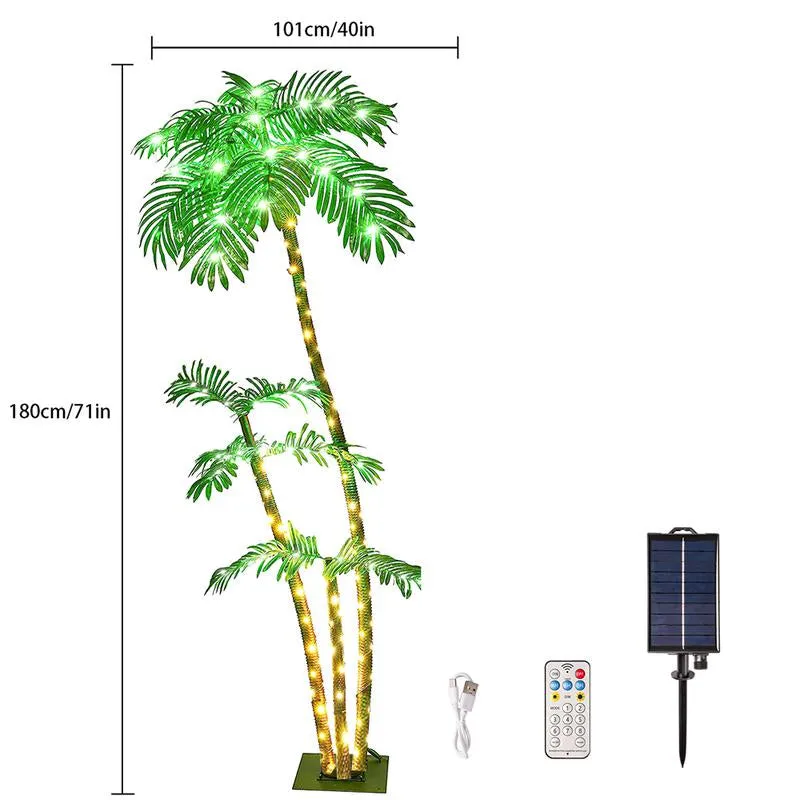 Outdoor Patio, Glowing Palm Tree, 7Ft Palm Tree Outdoor Decoration Solar Decorative Lights, Festive Atmosphere Home Party Wedding Lights, Sweet Furniture Decorative Lights, Super Bowl Party, Romantic Valentine'S Day Decoration