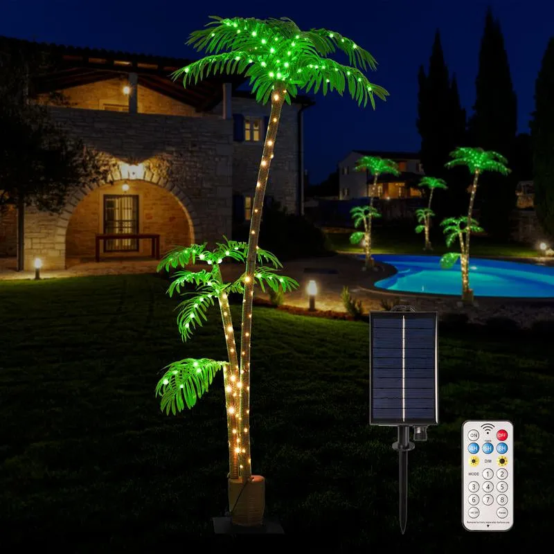 Outdoor Patio, Glowing Palm Tree, 7Ft Palm Tree Outdoor Decoration Solar Decorative Lights, Festive Atmosphere Home Party Wedding Lights, Sweet Furniture Decorative Lights, Super Bowl Party, Romantic Valentine'S Day Decoration