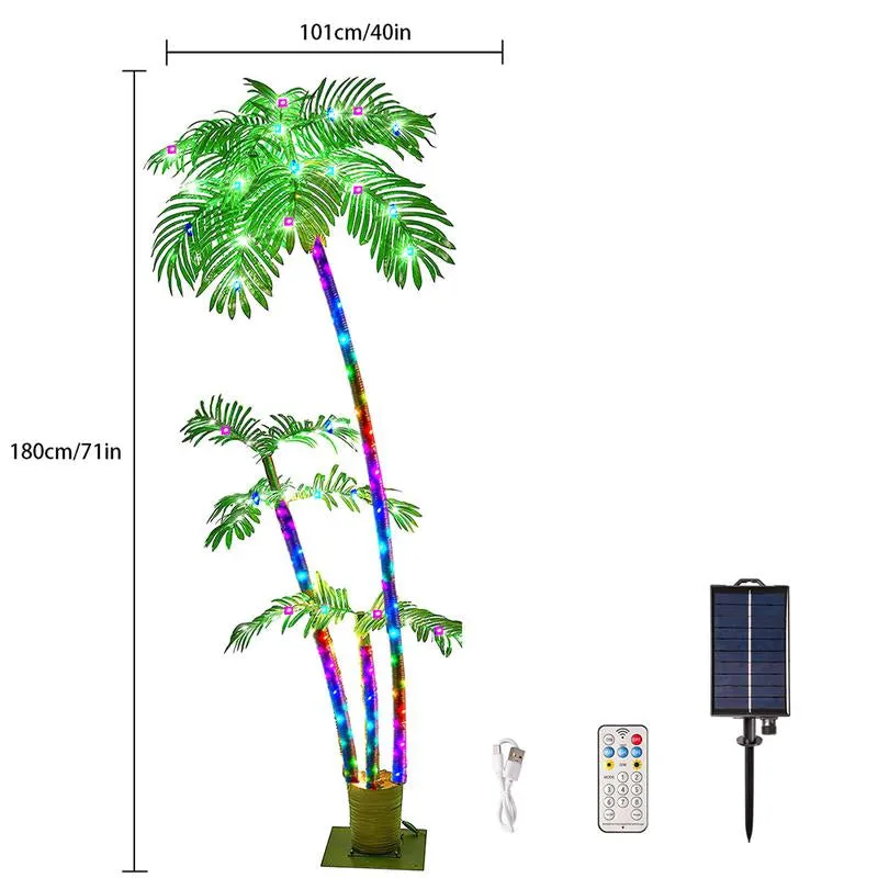 Outdoor Patio, Glowing Palm Tree, 7Ft Palm Tree Outdoor Decoration Solar Decorative Lights, Festive Atmosphere Home Party Wedding Lights, Sweet Furniture Decorative Lights, Super Bowl Party, Romantic Valentine'S Day Decoration