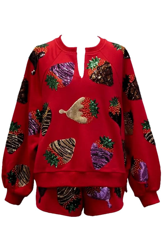 Queen Of Sparkles Red Chocolate Covered Strawberries Sweatshirt