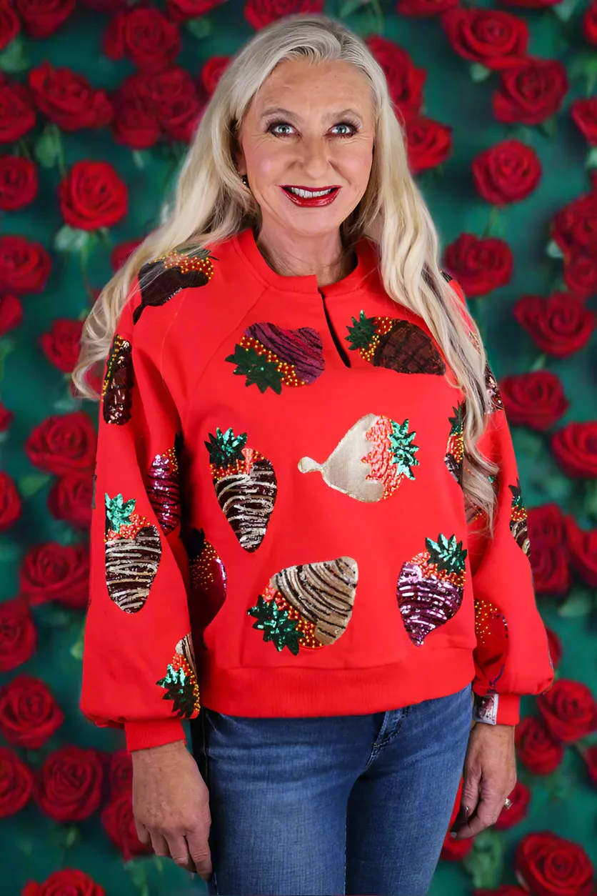 Queen Of Sparkles Red Chocolate Covered Strawberries Sweatshirt