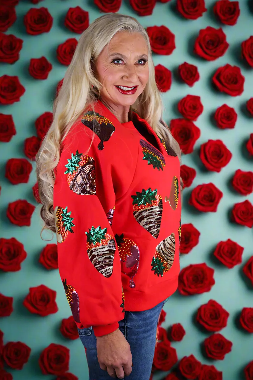 Queen Of Sparkles Red Chocolate Covered Strawberries Sweatshirt