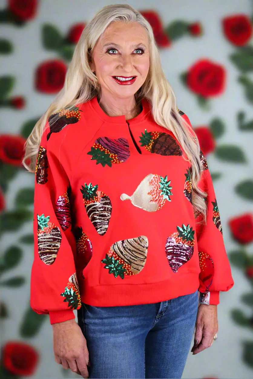 Queen Of Sparkles Red Chocolate Covered Strawberries Sweatshirt