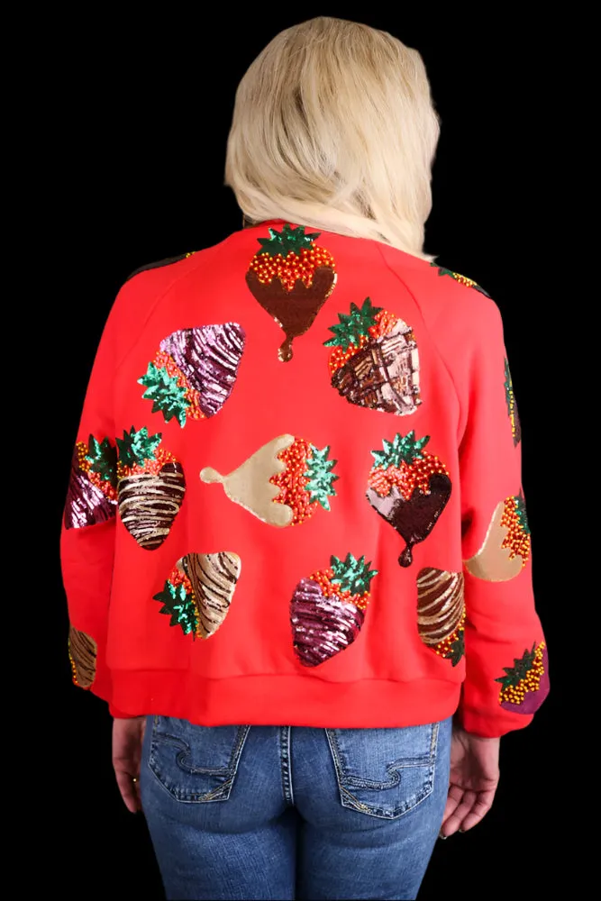Queen Of Sparkles Red Chocolate Covered Strawberries Sweatshirt